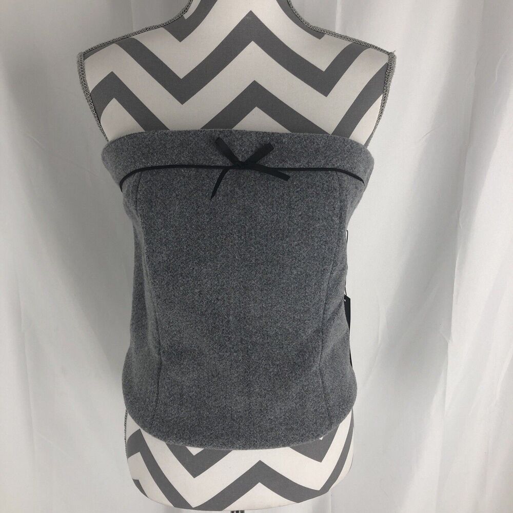 EMERSON LANG Strapless, Lined Gray Fleece Top Size Medium